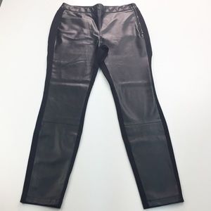 WHBM BLACK VEGAN LEATHER FRONT LEGGINGS